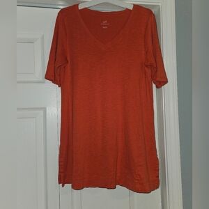 J. Jill Pima Elbow Sleeve Tunic - Rust Orange, Women's S